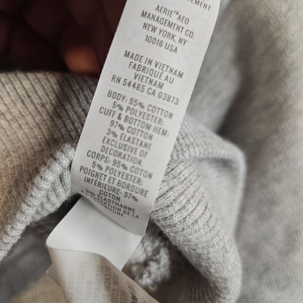 Aerie Offline Quarter Zip Gray Cropped Terry Collared Corset Sweatshirt Sz S - Picture 7 of 7